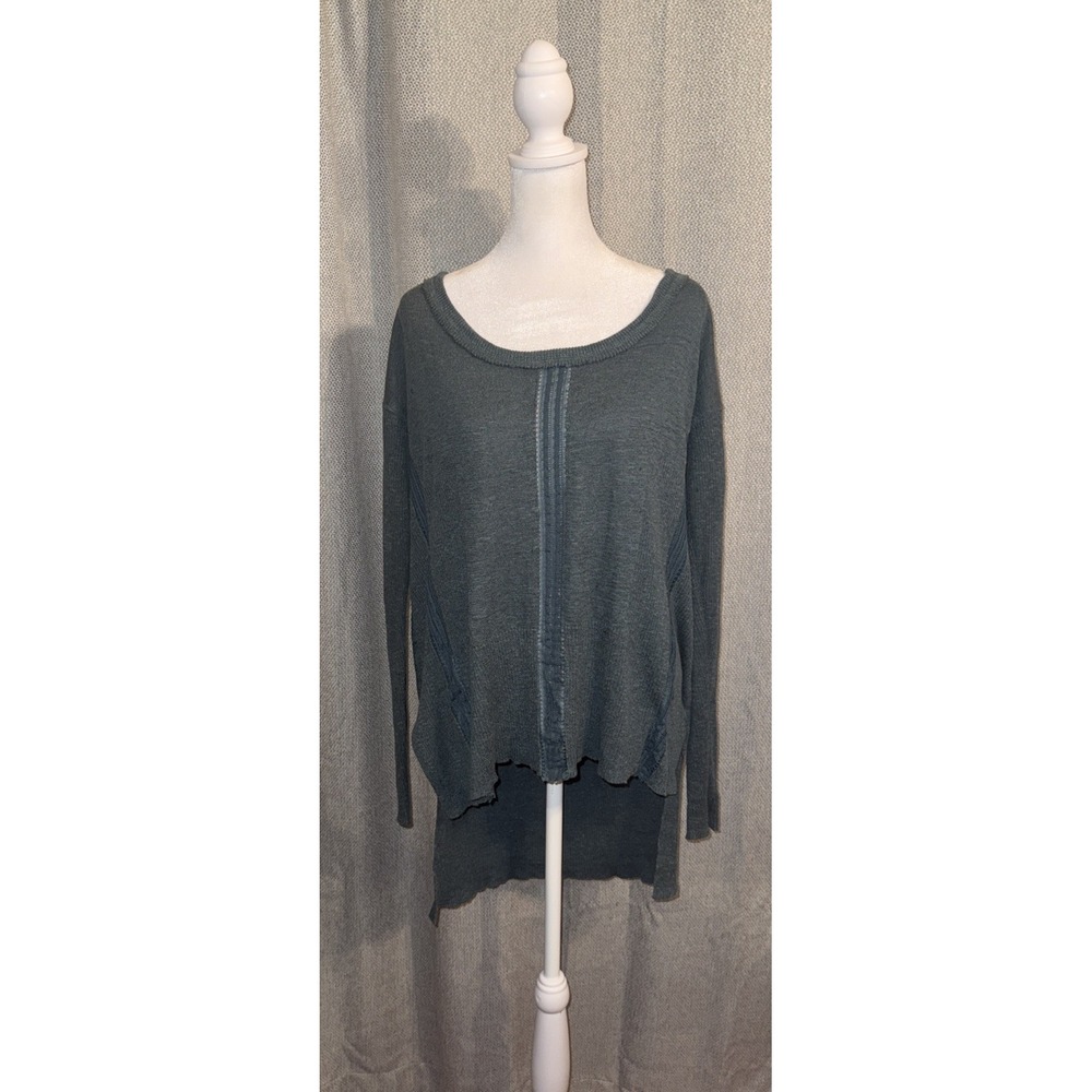 Free People Women's Teal Green Sweater Women's Size S Oversized Hi Low Pullover